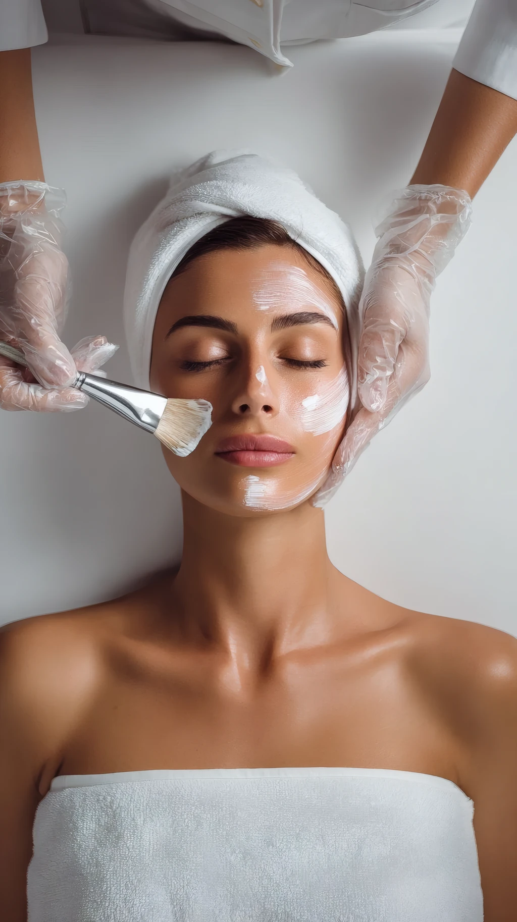 Application d'un masque au pinceau lors d'un soin du visage à Nancy